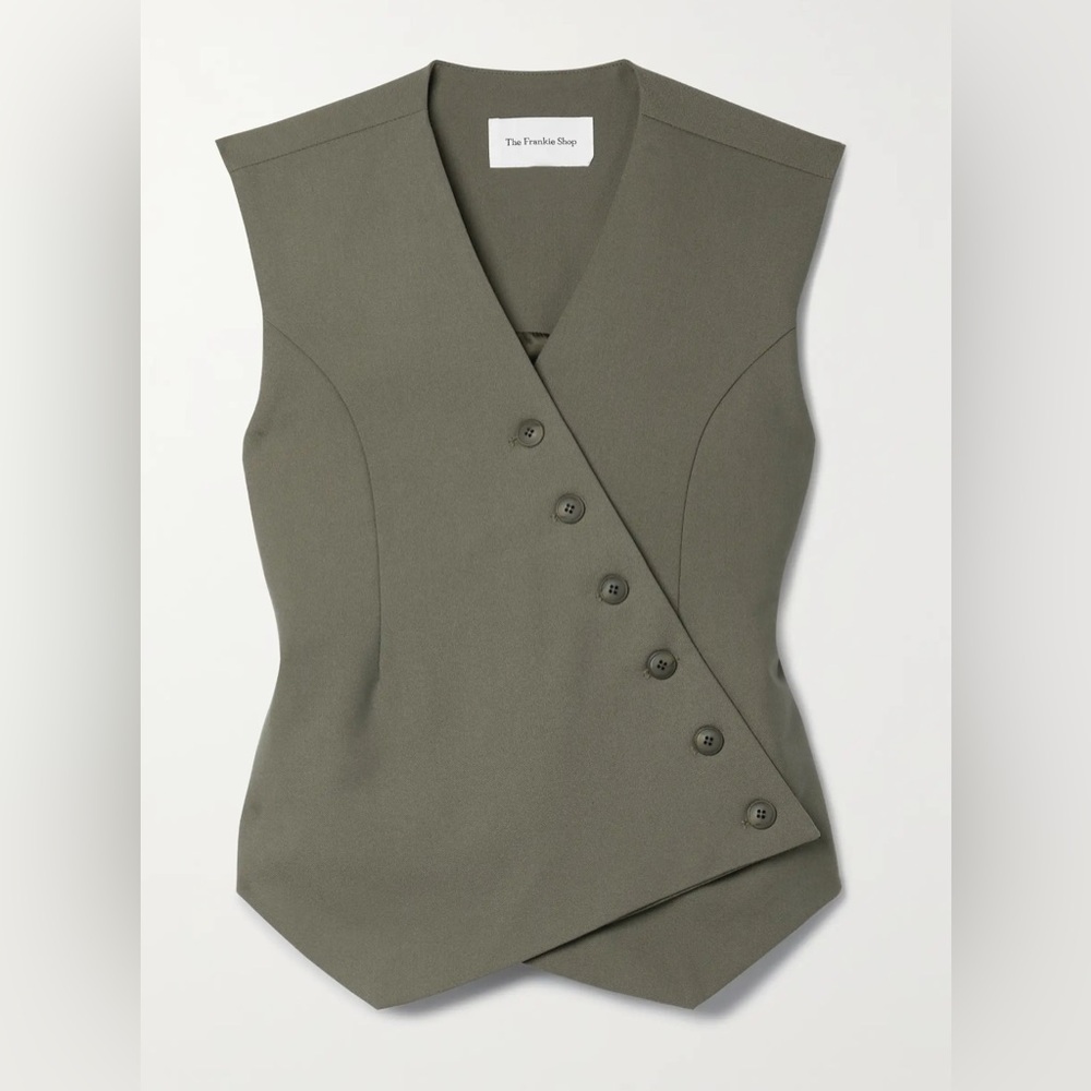Frankie Shop Olive Green Marsala Asymmetric Vest
